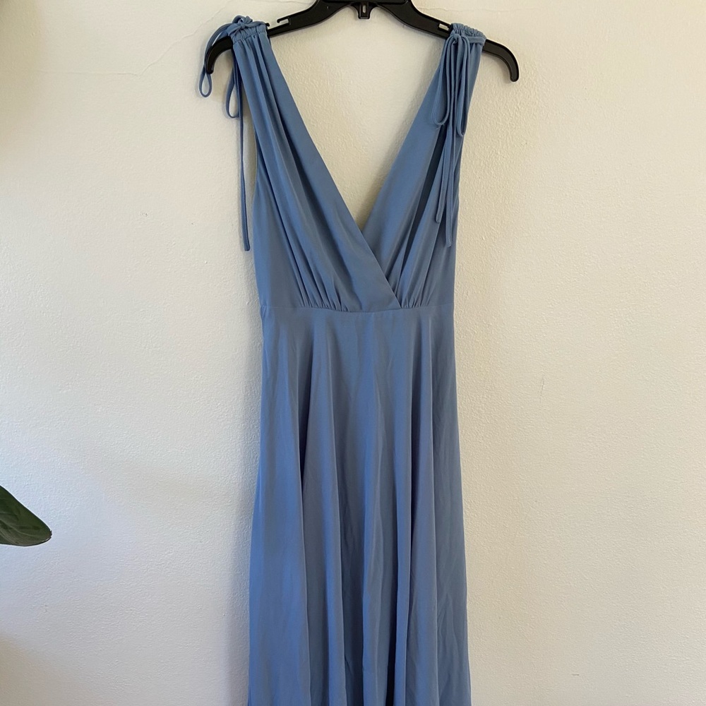 Lulus slate blue bridesmaids dress